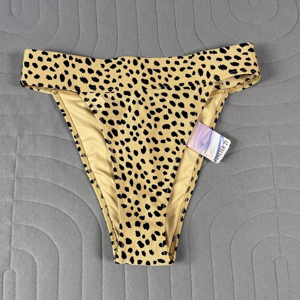 Forever 21 Bikini Bottoms Womens M Cheetah Animal Print Swim NWT